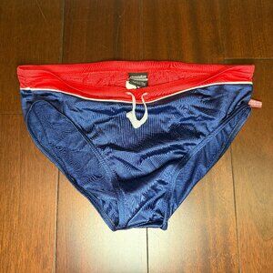 AussieBum Men Swim Brief Size Small Red and Navy 8 5 10 Condition